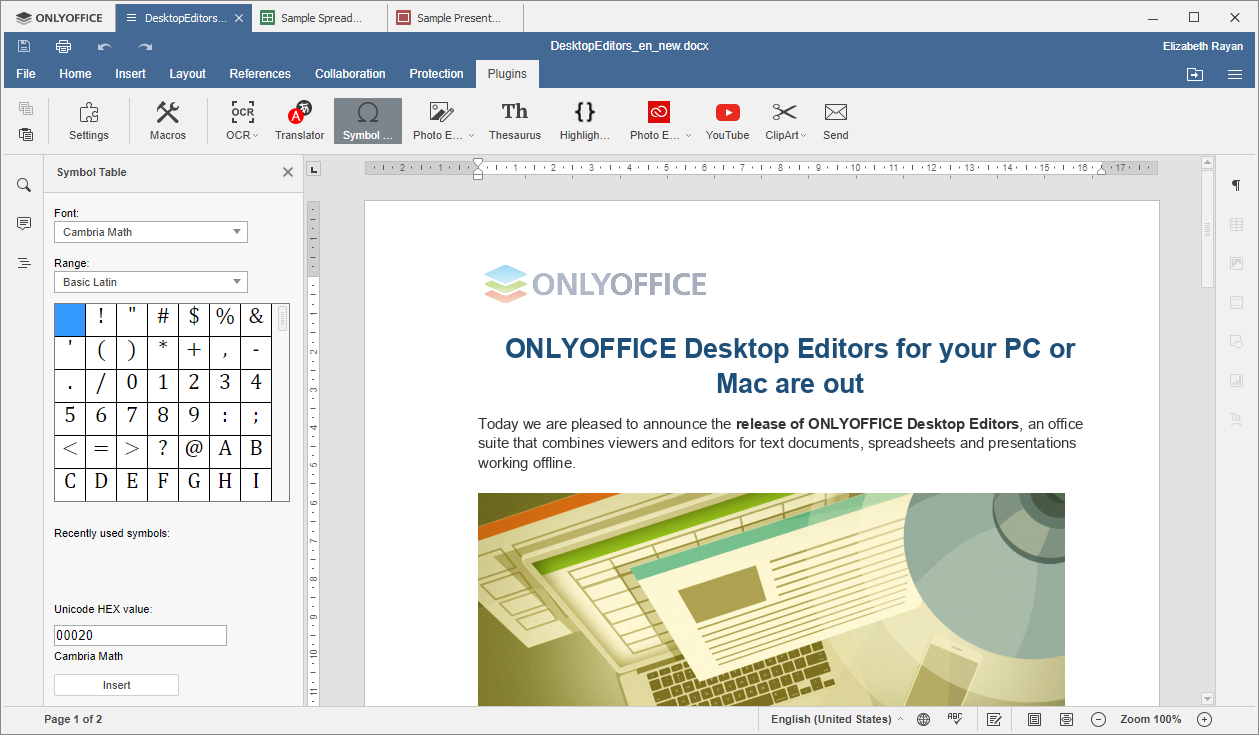 ONLYOFFICE Desktop Editors 6.0.0 Plugins