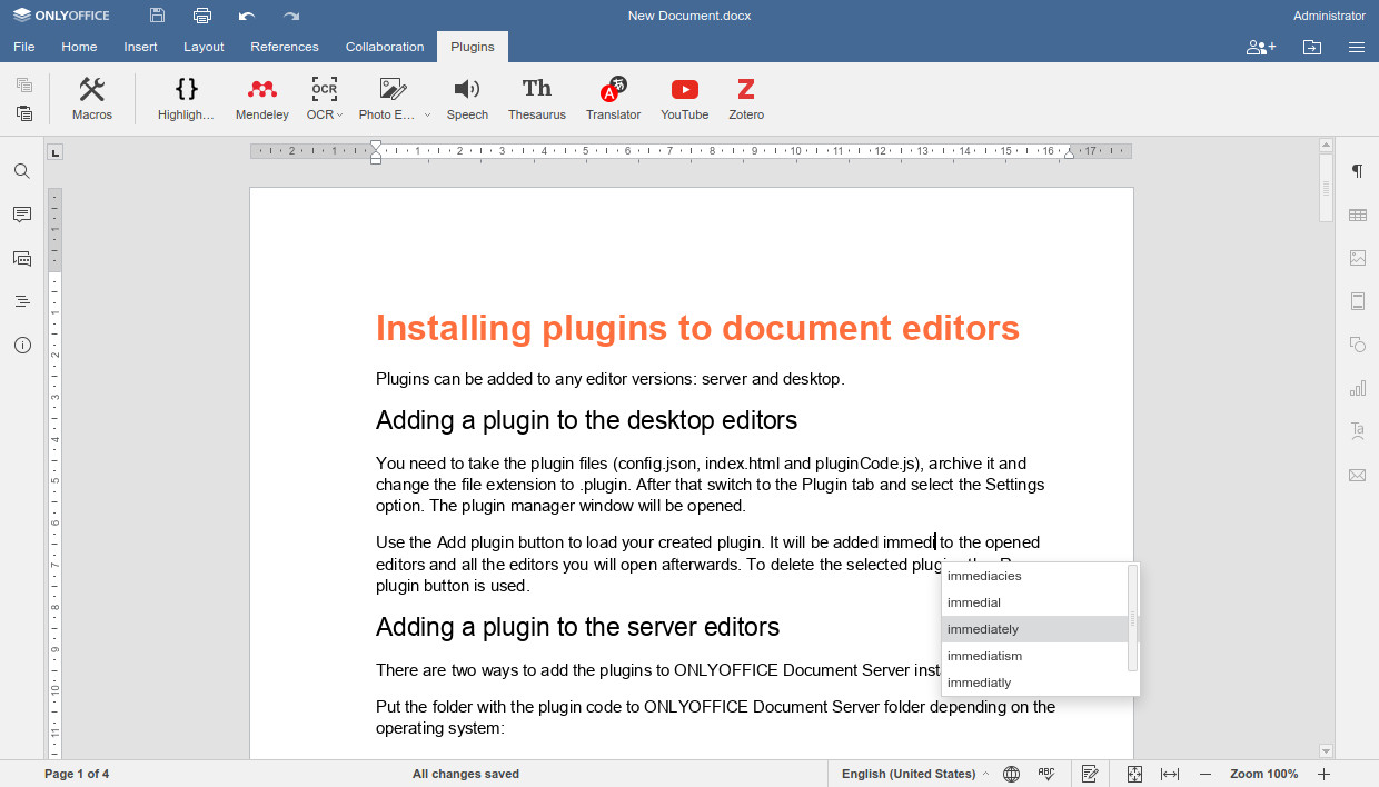 Autocomplete for ONLYOFFICE Documents