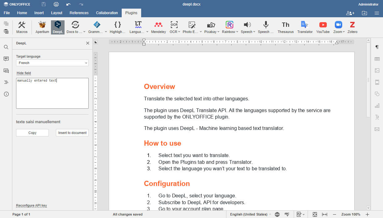 DeepL | ONLYOFFICE