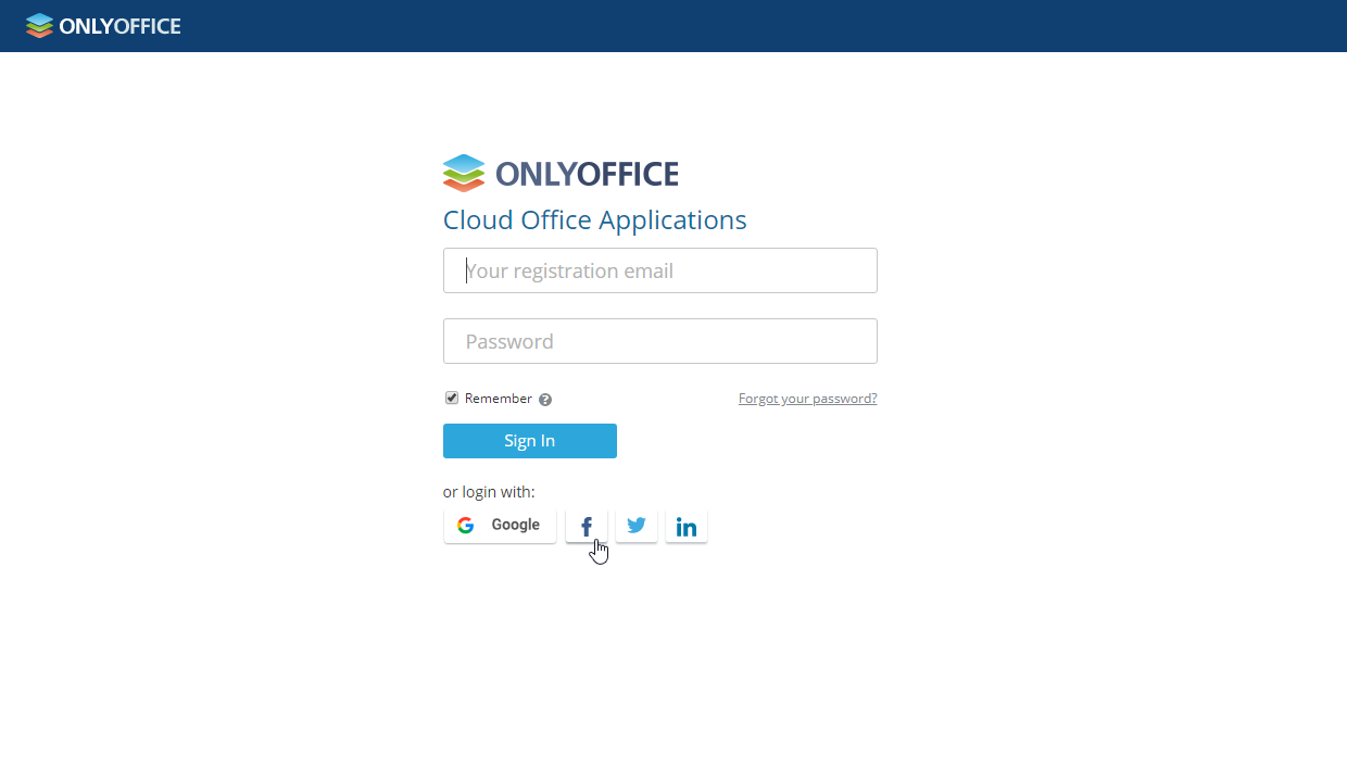 ONLYOFFICE sign in page