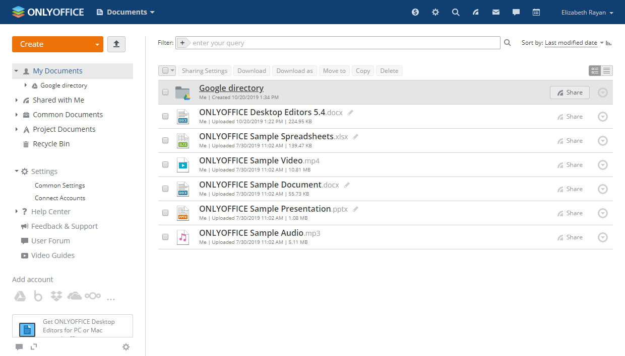 Google directory in ONLYOFFICE