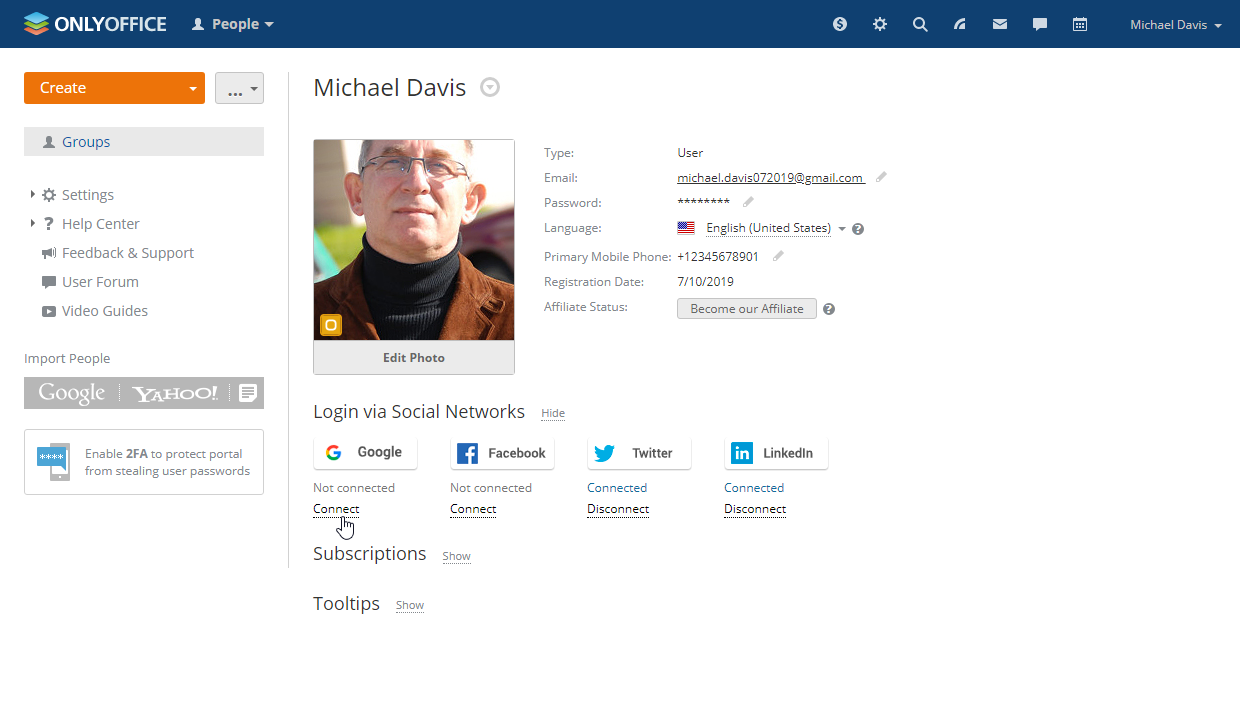 Sign in to ONLYOFFICE with Google