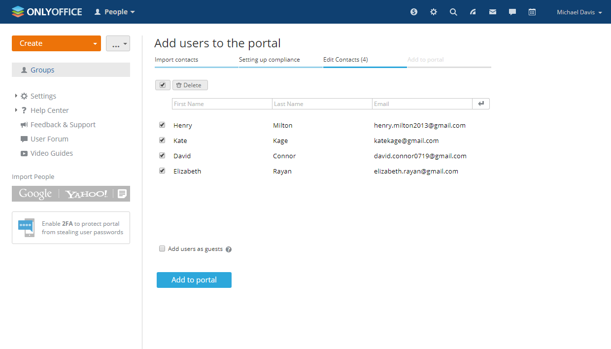 Import Google contacts to ONLYOFFICE