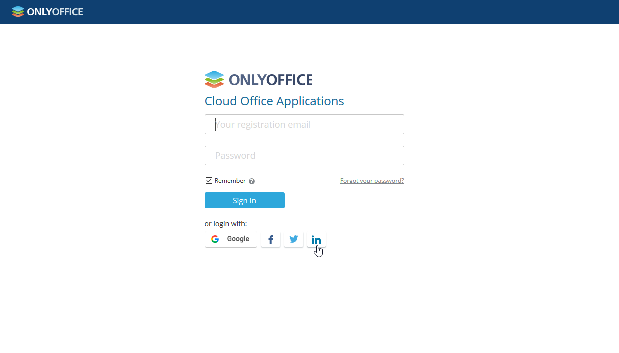 Sign in to ONLYOFFICE using LinkedIn