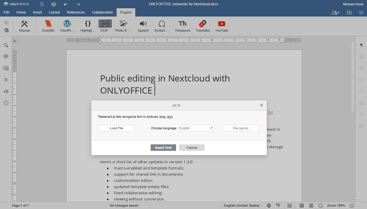 Recognize text from pictures in ONLYOFFICE