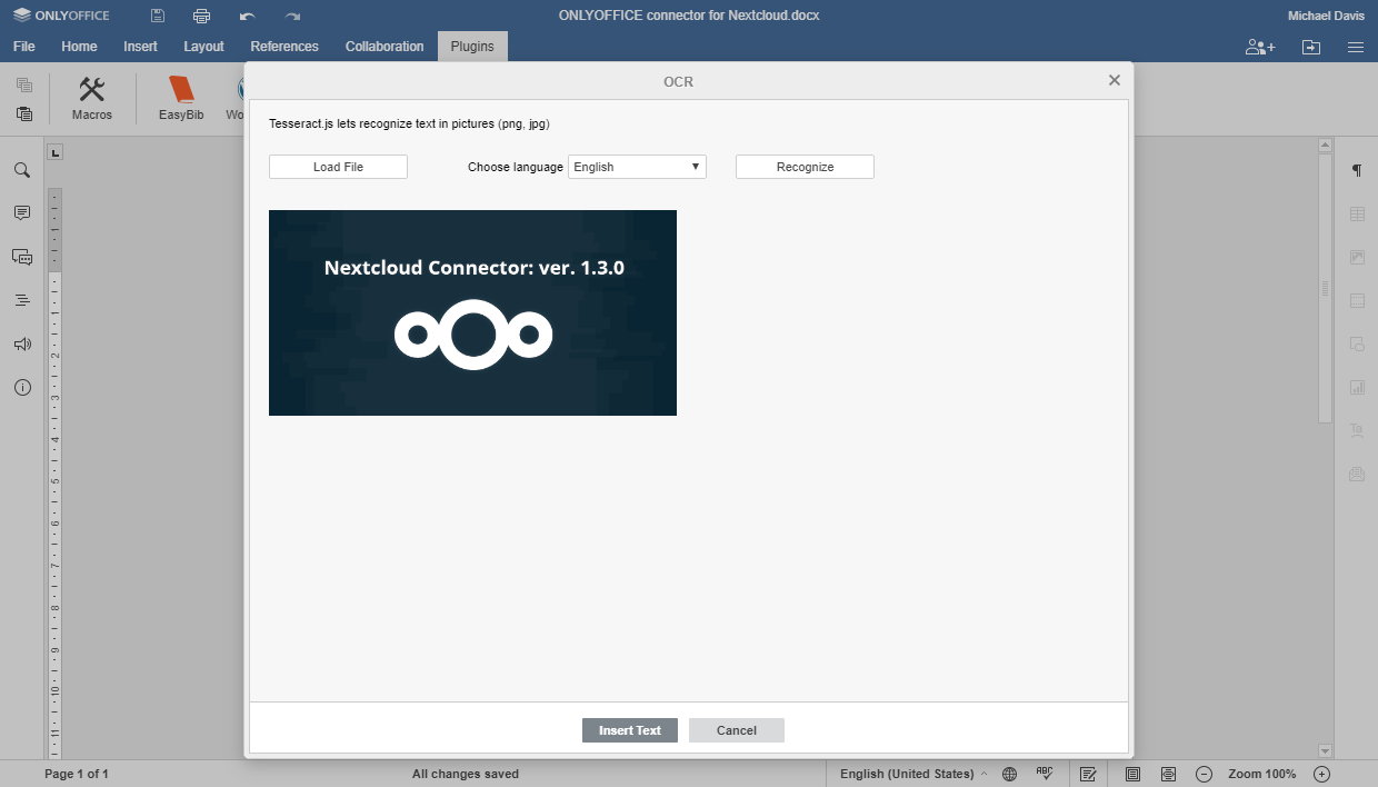 OCR plugin in ONLYOFFICE