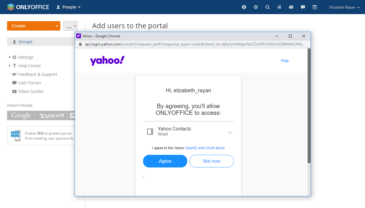 Easy people import to ONLYOFFICE from Yahoo