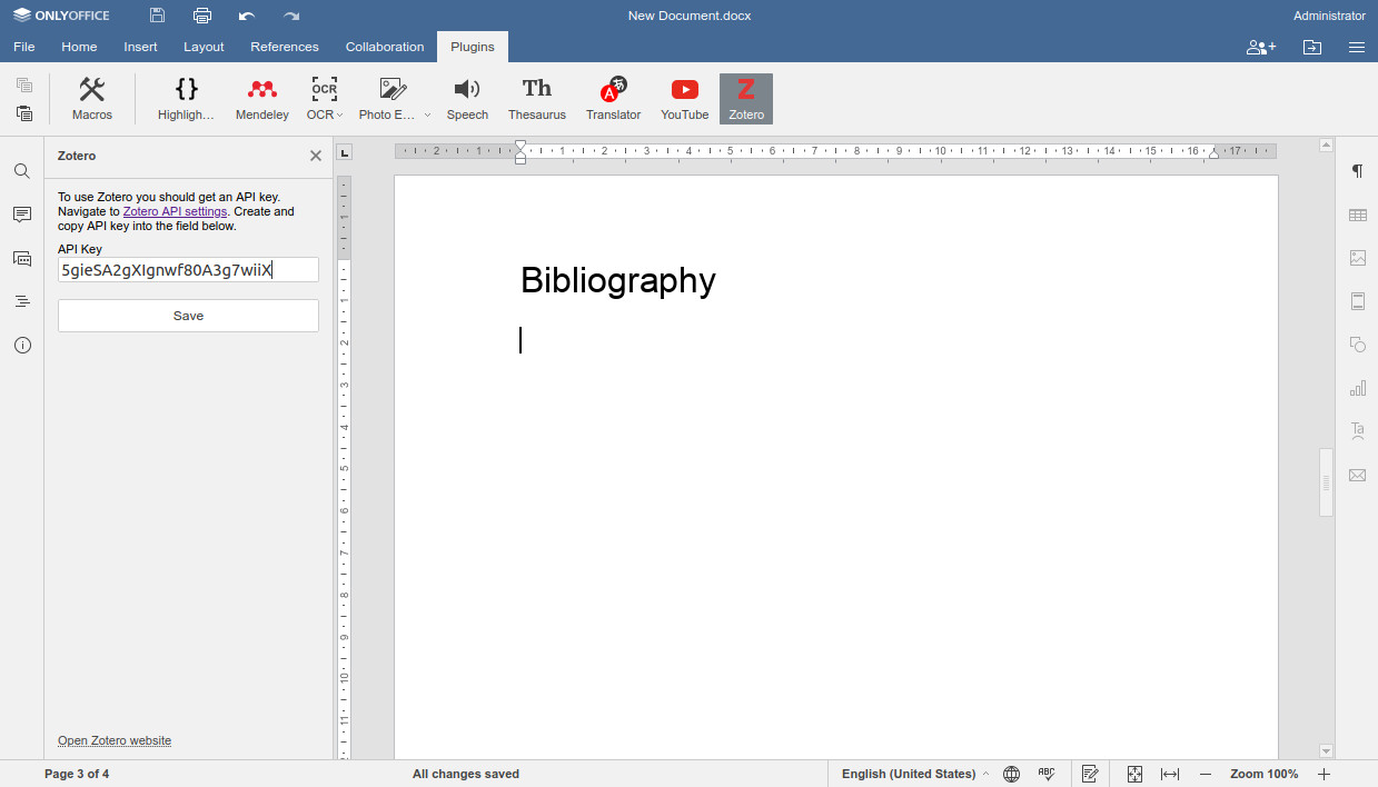 Zotero for ONLYOFFICE Documents